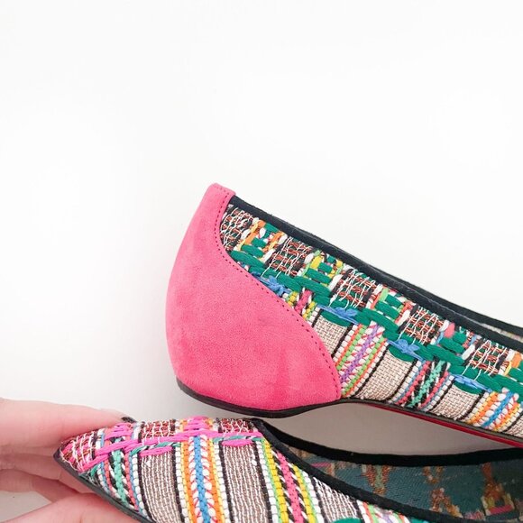 Christian Louboutin Follies Flat EU 36 US 6 Pink Tweed Mesh Tres Hippie Ballet - Picture 11 of 13